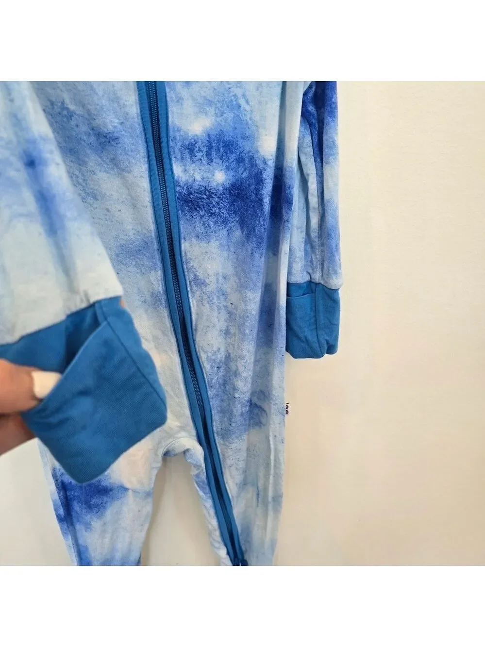 Little Sleepies Zippy Blue Watercolor Convertible Romper/Sleeper